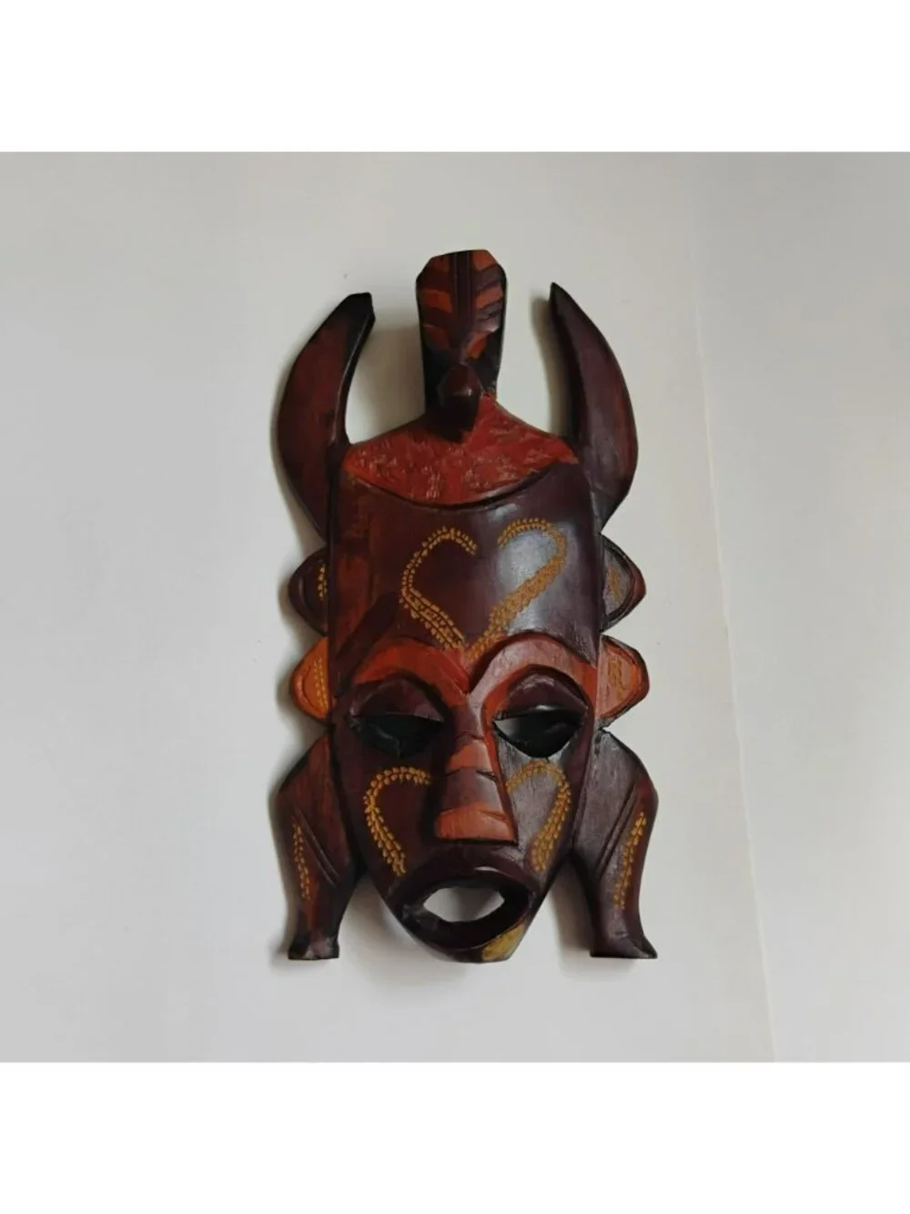 Vintage Kenyan Hand-Carved Wooden Tribal Mask, 9